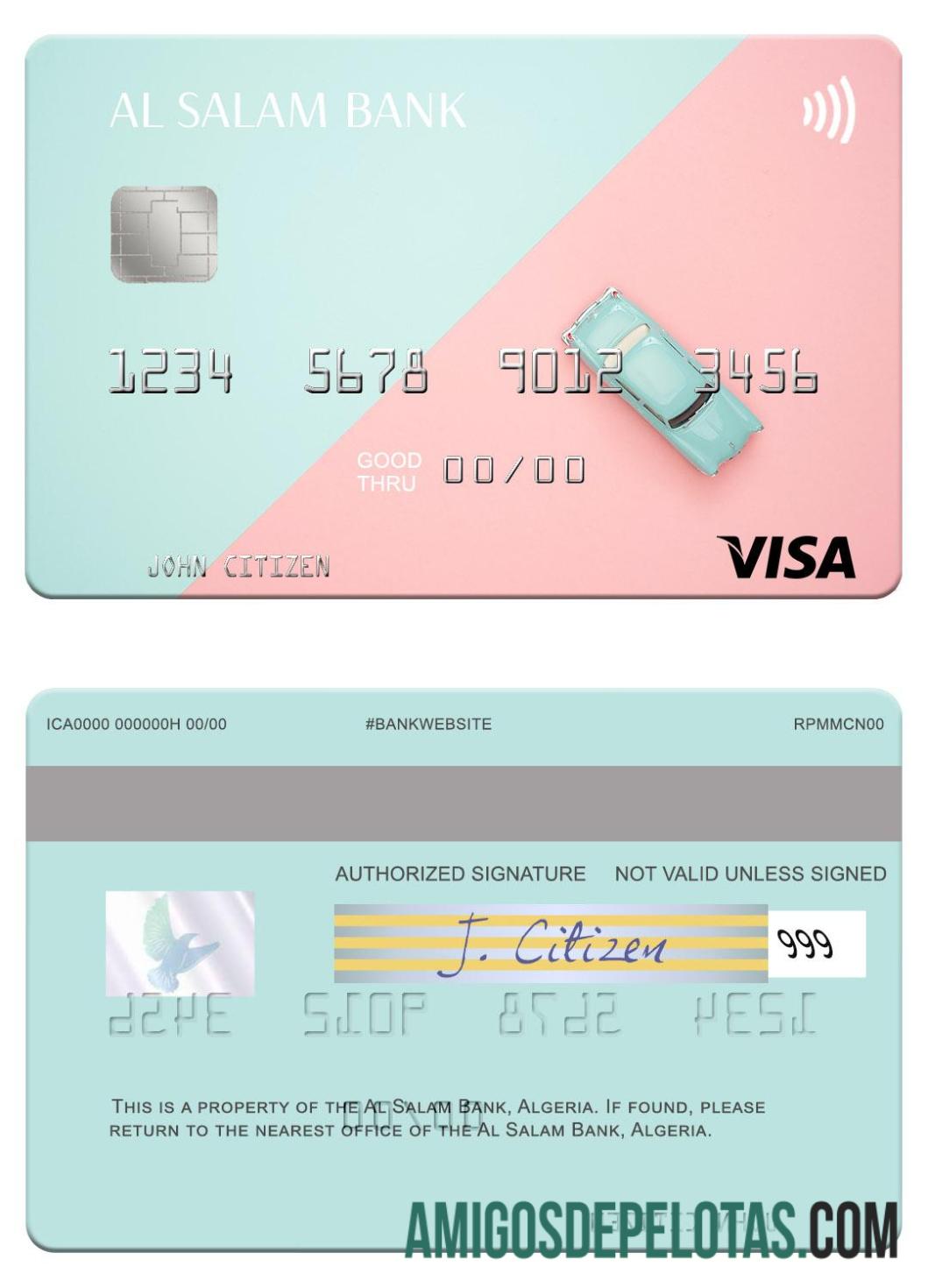 Cartão Visa do Argélia Al Salam Bank baixar para verificação